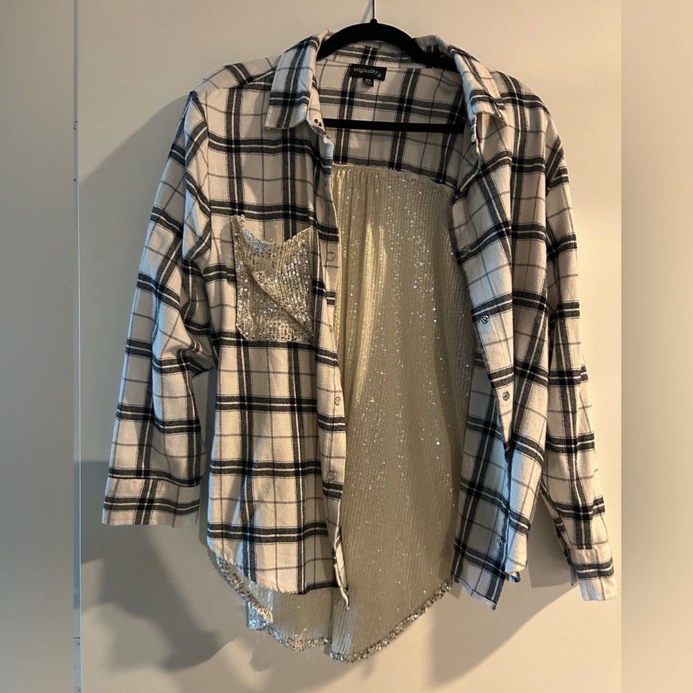 Flannel shirt with sequins